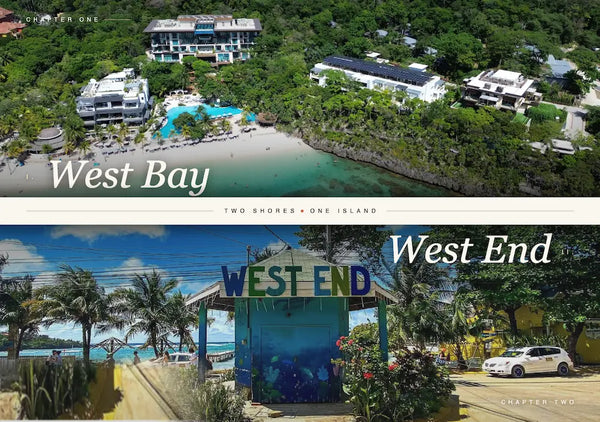 Aerial view of West Bay Beach in Roatán with turquoise Caribbean water and white sand